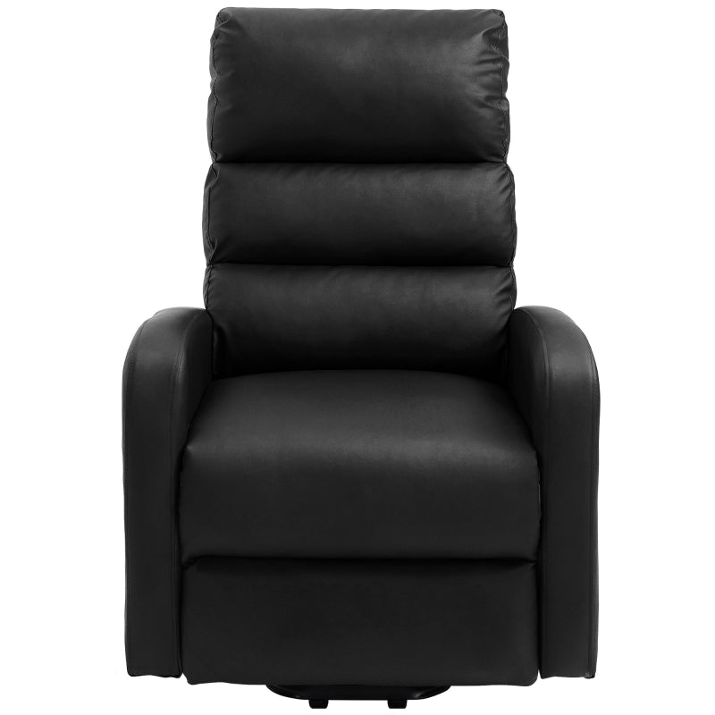 Power Lift Recliner Massage Chair with Heat and Vibration, Heavy Duty Mechanism, Side Pockets, Remote Control, Faux Leather - 73x91x109 cm, Black