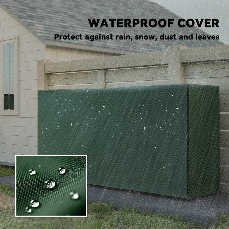 Heavy Duty Firewood Rack with Waterproof Cover - Indoor/Outdoor Log Storage Holder, 200x36x99 cm, Dark Green