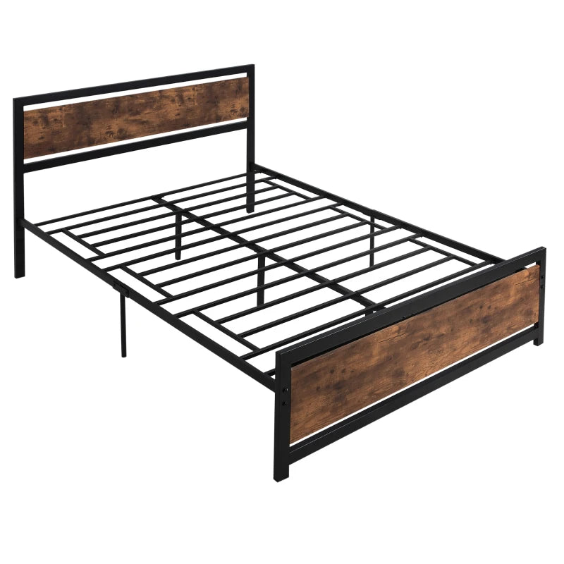 King Size Metal Bed Frame with Headboard & Footboard - Sturdy Slat Support & Underbed Storage - Stylish Bedroom Furniture for Adults