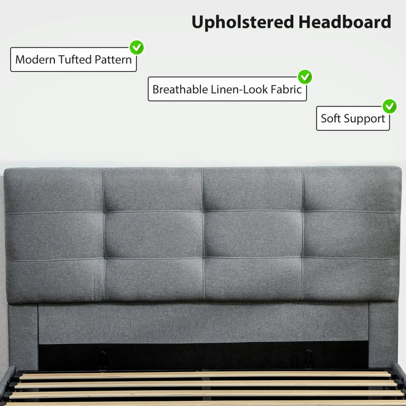 5ft King Grey Ottoman Bed with Gas Lift Storage - Stylish & Space-Saving Design for Modern Bedrooms