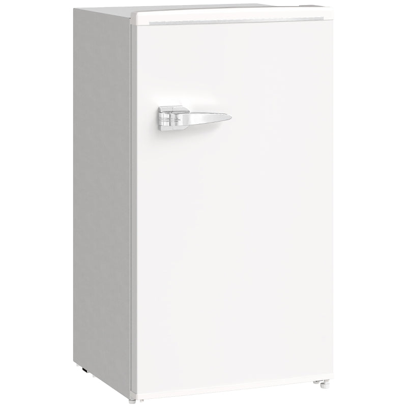 85L Retro Under Counter Fridge with Chiller Box, Adjustable Thermostat & Glass Shelves - Compact White Refrigerator