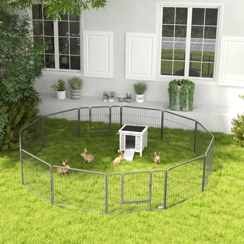 Wooden Rabbit Hutch Outdoor - Guinea Pig & Bunny Cage with Openable Roof, Cat House, Small Animal House, 51x42x43cm, Grey