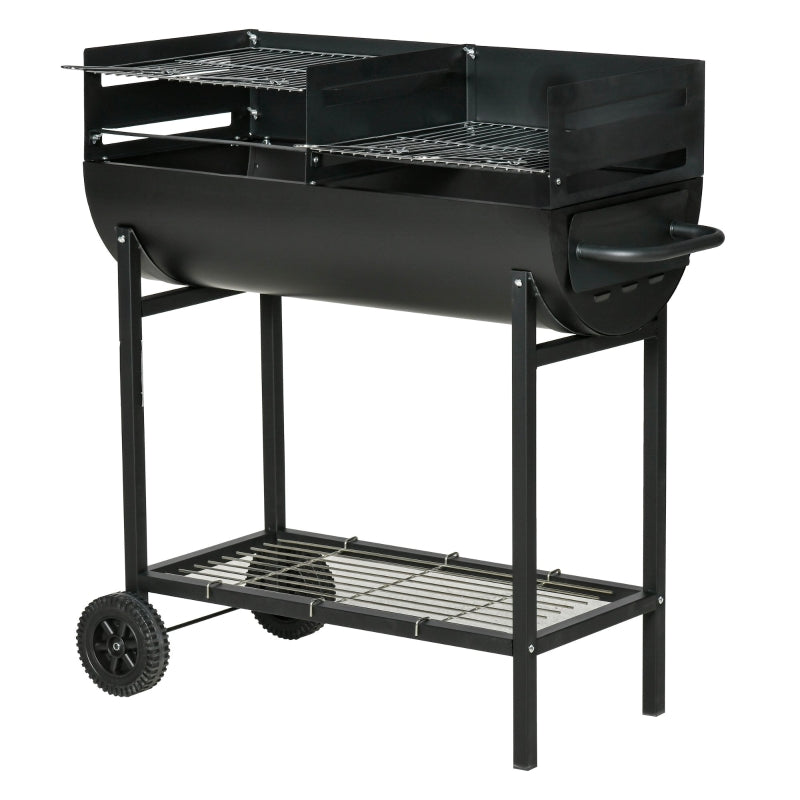 Black Steel Charcoal BBQ with Wheels