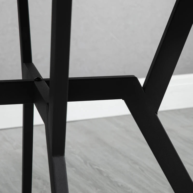 Round Dining Table with Black Legs - 90x76 cm Brown Kitchen Table with Anti-Slip Foot Pads for Living Room