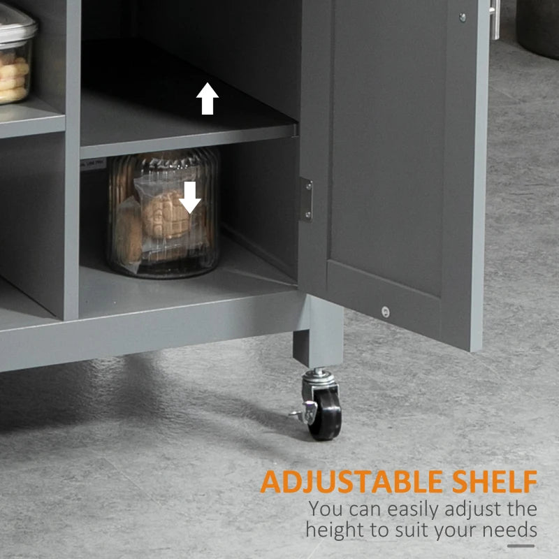 Compact Kitchen Trolley Utility Cart on Wheels with Open Shelf & Storage Drawer - Grey Dining Room & Kitchen Organizer