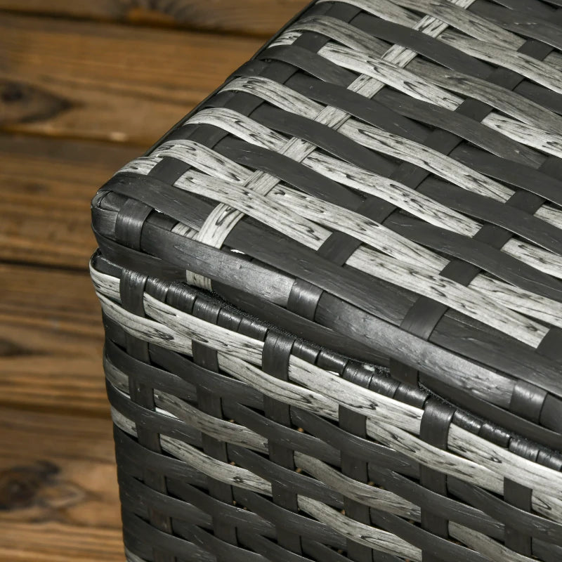 6 Pieces Grey Rattan Garden Furniture Set - 7 Seater Wicker Outdoor Sofa Set with Storage Tea Table & Side Table, Cushions Included