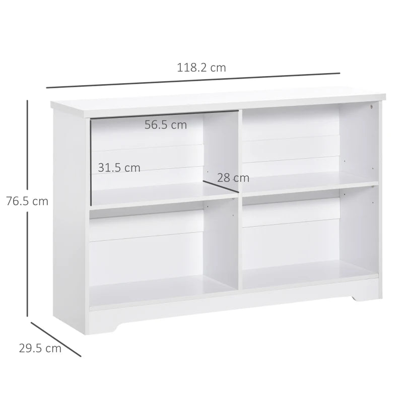 Stylish 2-Tier Wooden Cube Bookcase - Freestanding Open Storage Shelving Unit for Home Office & Living Room, White, 118x29x76cm