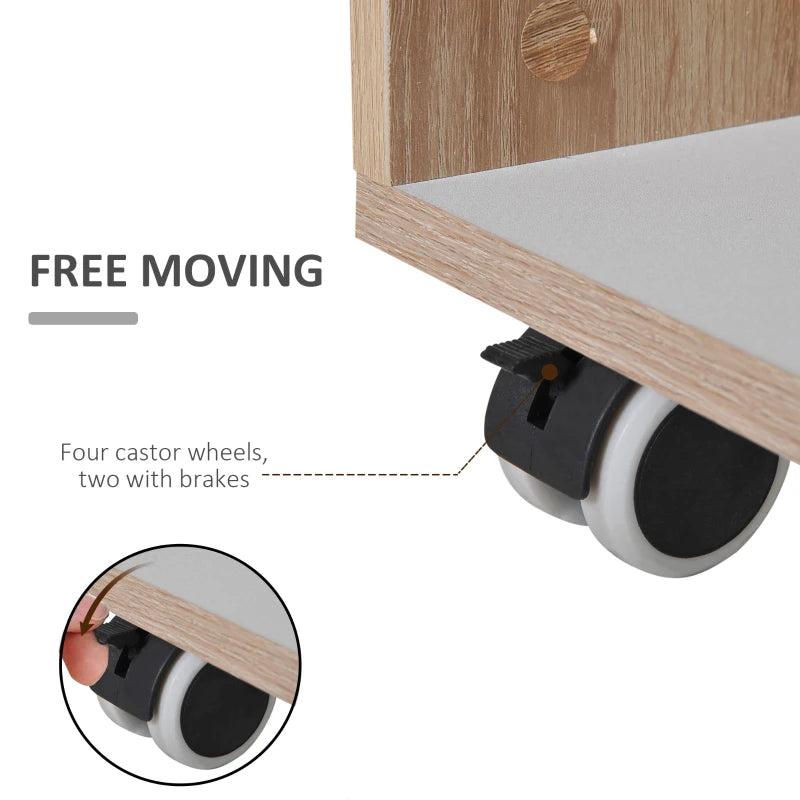 Rolling Kitchen Storage Trolley Cart with Locking Wheels, Cupboard, Shelves, Door & Drawer - Versatile Island Organizer