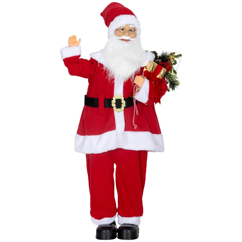 Life Size Voice-Activated Santa Claus Christmas Decoration with Twinkling LED Lights - Festive Red Holiday Decor