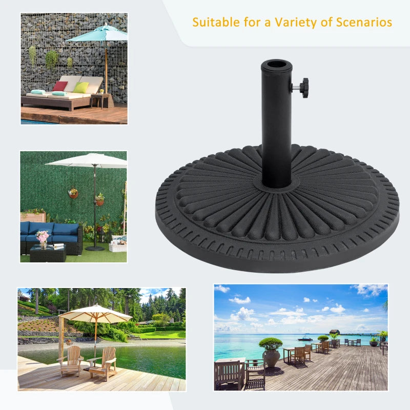 Black Round Cement Umbrella Base - Fits Φ35mm, Φ38mm, Φ48mm Pole