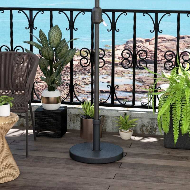 Rattan Effect Concrete Umbrella Base - 15kg, 46.5cm Dia - Outdoor Patio Stand