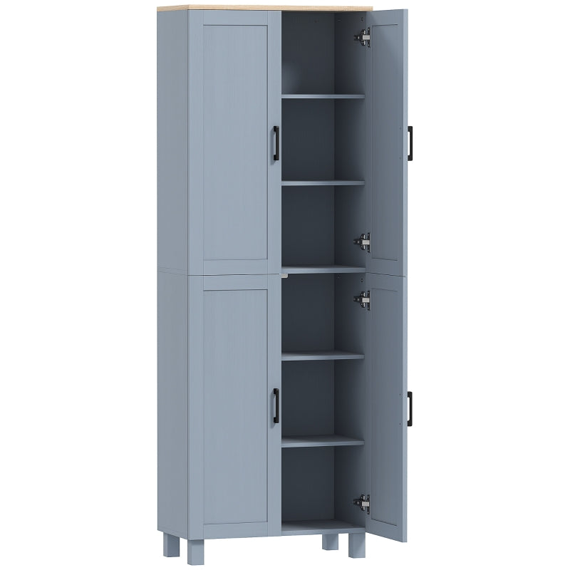 Freestanding Kitchen Cupboard 4-Door Storage Cabinet with Adjustable Shelves Modern Kitchen Pantry 170cm Grey Wood Effect
