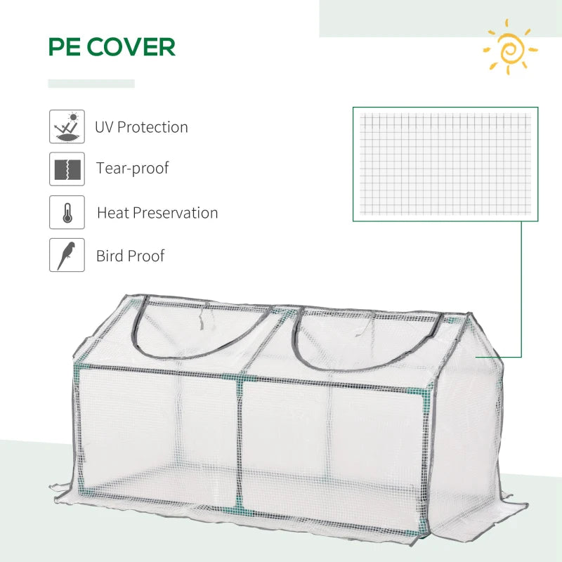 Portable White Mini Greenhouse for Garden with Zipper 120 x 60 x 60 cm