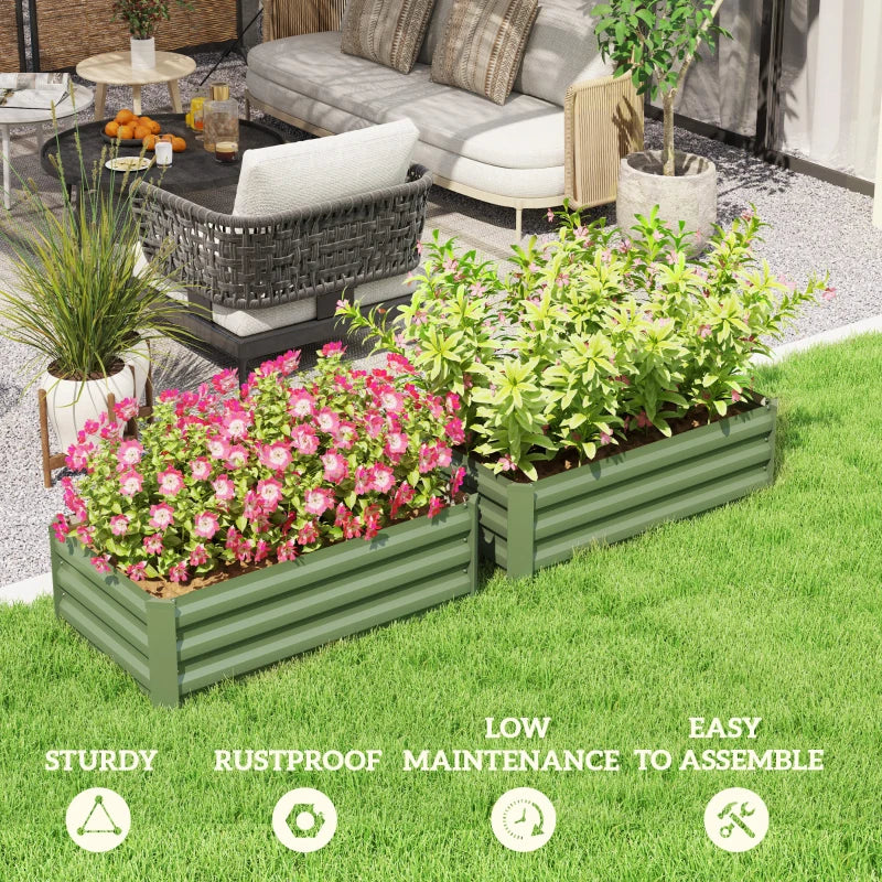 60 x 100cm Galvanised Steel Planters - Set of Two