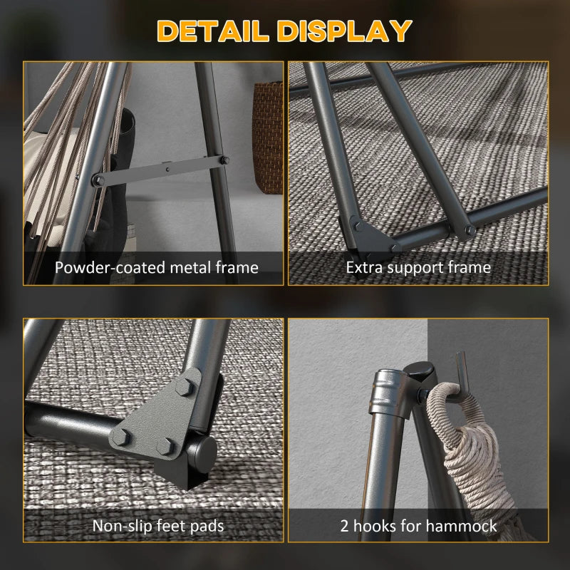 Portable Black Hammock Stand with Net, Carry Bag - 120kg Capacity