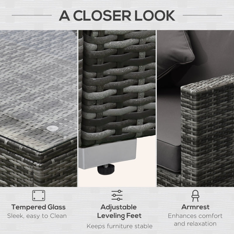 6 Piece Dark Grey Rattan Sofa Set