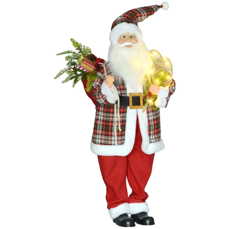 4'3" Animated Santa Claus Figure with Sound & Lights - Festive Red & Green Holiday Decoration for Christmas
