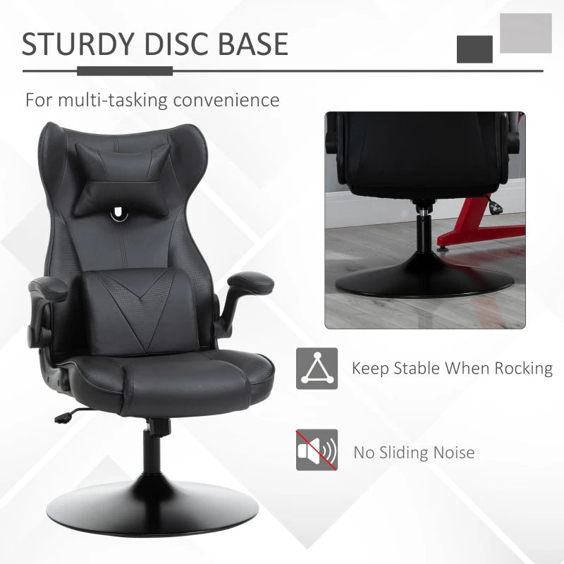 Vinsetto Racing Style Video Game Chair with Lumbar Support, Swivel Base, Flip-up Armrests & Headrest - Black Home Office Chair