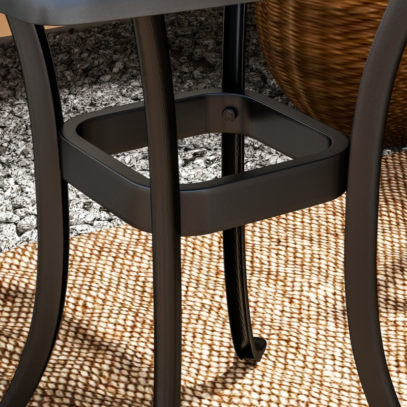 54 x 54cm Black Cast Aluminium Outdoor Garden Table with 38mm Umbrella Hole and Anti-slip Foot Pads for Patio and Balcony