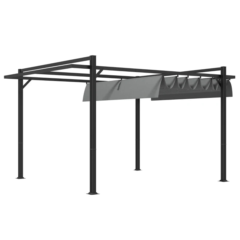 Dark Grey 3x4m Retractable Pergola Shelter for Grill, Patio, Deck