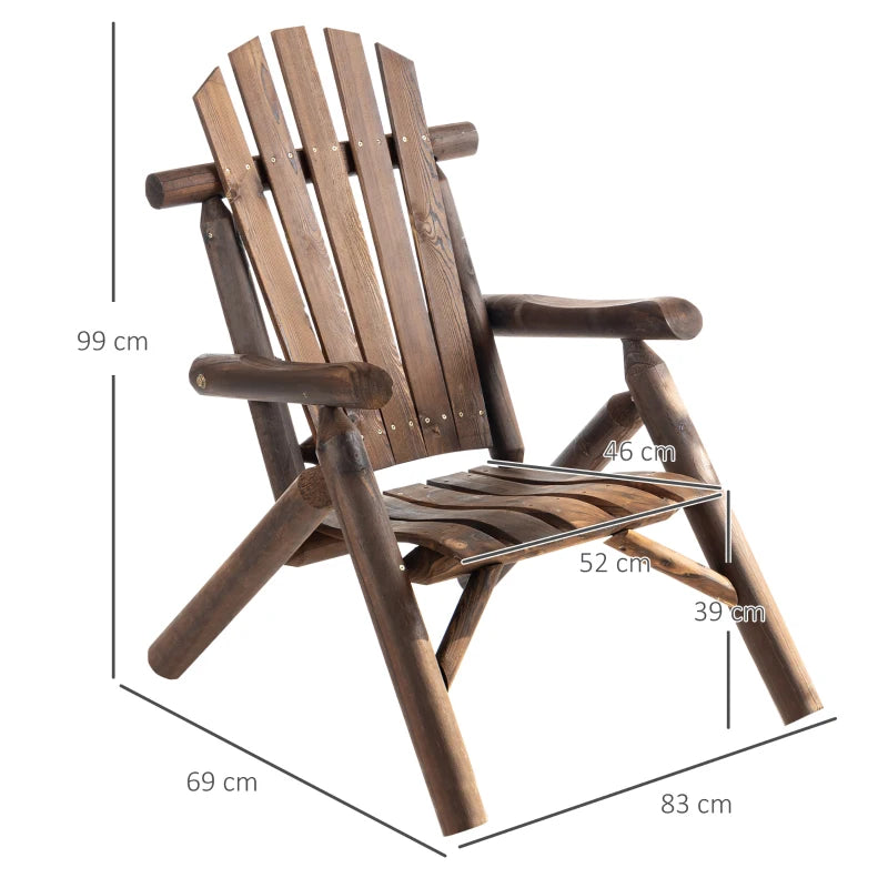Carbonized Wood Outdoor Adirondack Lounge Chair