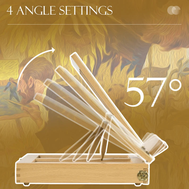 Vinsetto Portable Wooden Table Easel Box with Storage - Folding Artist Easel in Natural Finish for Painting and Drawing
