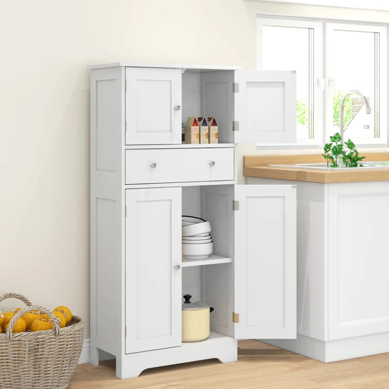 Multi-Storage Freestanding Kitchen Cabinet - Elegant White Design for Organized Kitchen Storage & Space Saving Solutions