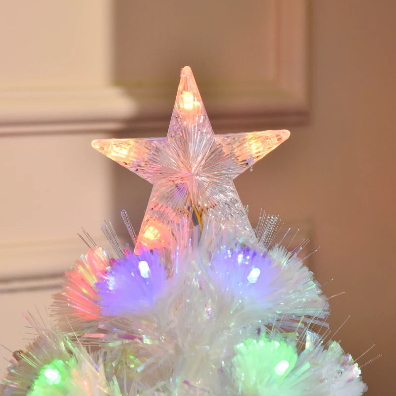 3FT Pre-Lit White Artificial Christmas Tree with Fibre Optic LED Lights - Festive Holiday Home Decoration