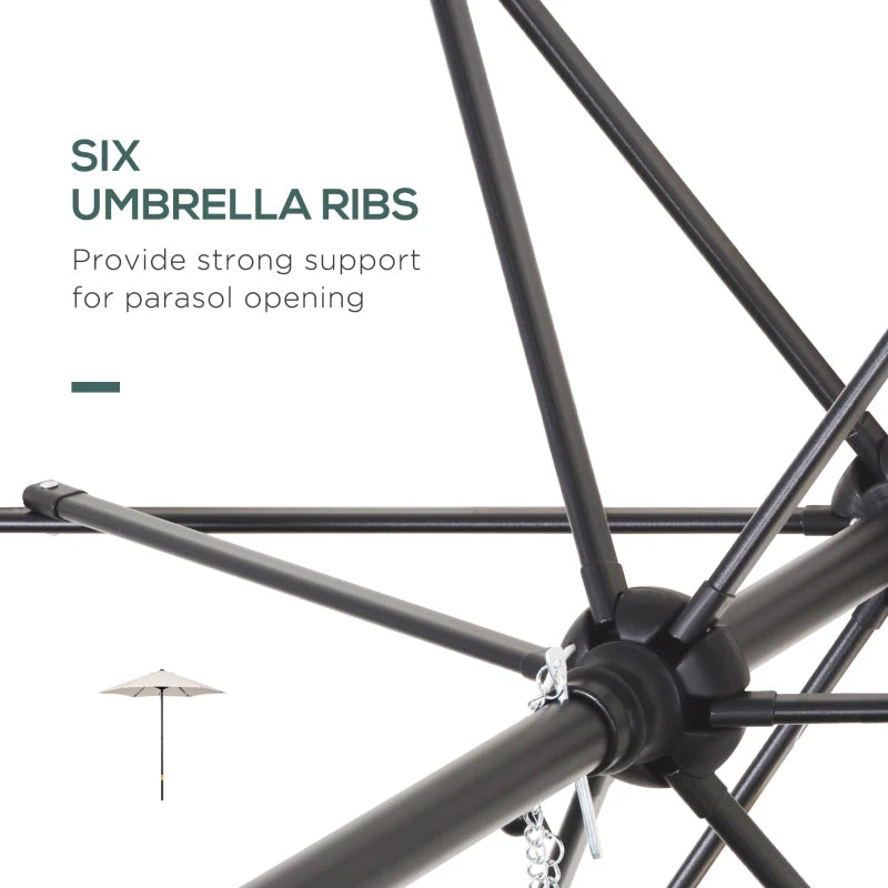 2m Cream White Outdoor Garden Parasol Umbrella with 6 Ribs