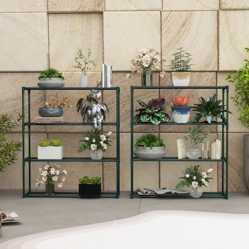 Black Four-Tier Steel Plant Shelf