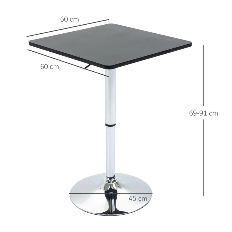 Modern Height Adjustable Counter Bar Table with 360° Swivel Top & Electroplated Metal Base - Black & Silver Pub Desk