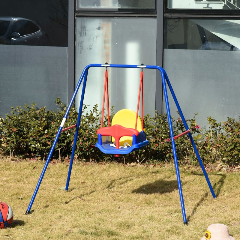 Blue Baby Garden Swing with Safety Harness for Ages 6-36 Months