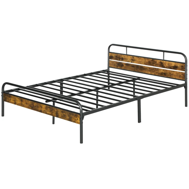 Industrial-Style King Bed Frame - Sturdy Black & Brown Metal Design for Modern Bedrooms - Stylish & Durable Sleep Solution