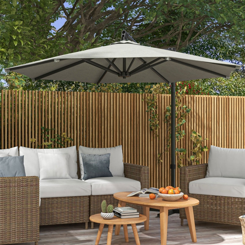 Beige 3m Overhanging Parasol with 360° Rotating Movement