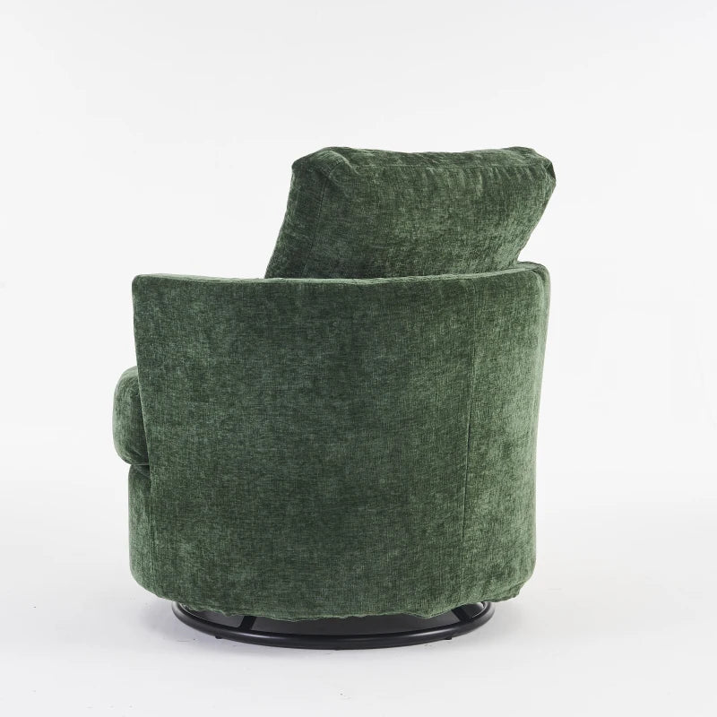 Stylish Green Chenille Swivel Office Chair with Back Cushion, Foam Padding, Wooden Frame, 360° Rotation, 78.5x83x86 cm