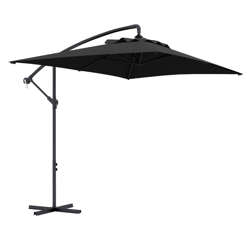 Black 3m Overhanging Cantilever Parasol with Cross Base