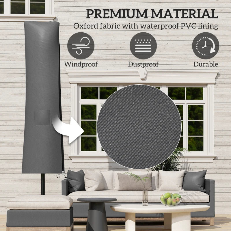 Grey Parasol Umbrella Cover - Waterproof, UV Protection, Fits Most Garden Umbrellas