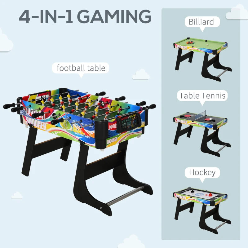 4 in 1 Folding Multi Gaming Table for Hockey Football Table Tennis and Billiards Fun