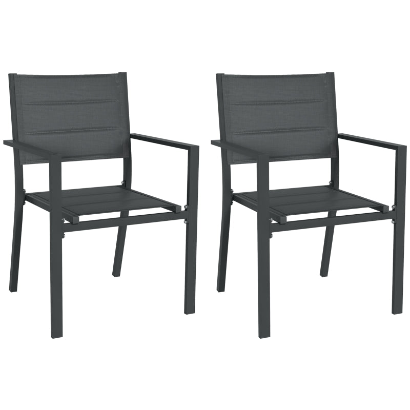 Dark Grey Aluminium Stackable Garden Chairs Set of 2