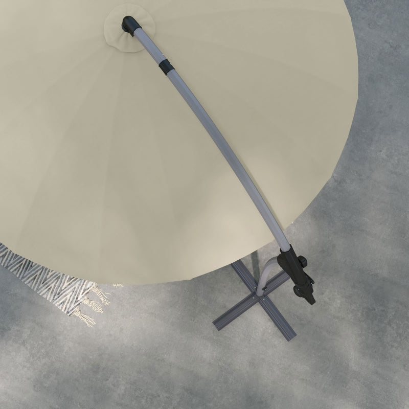Beige 2.7m Cantilever Parasol with Cross Base