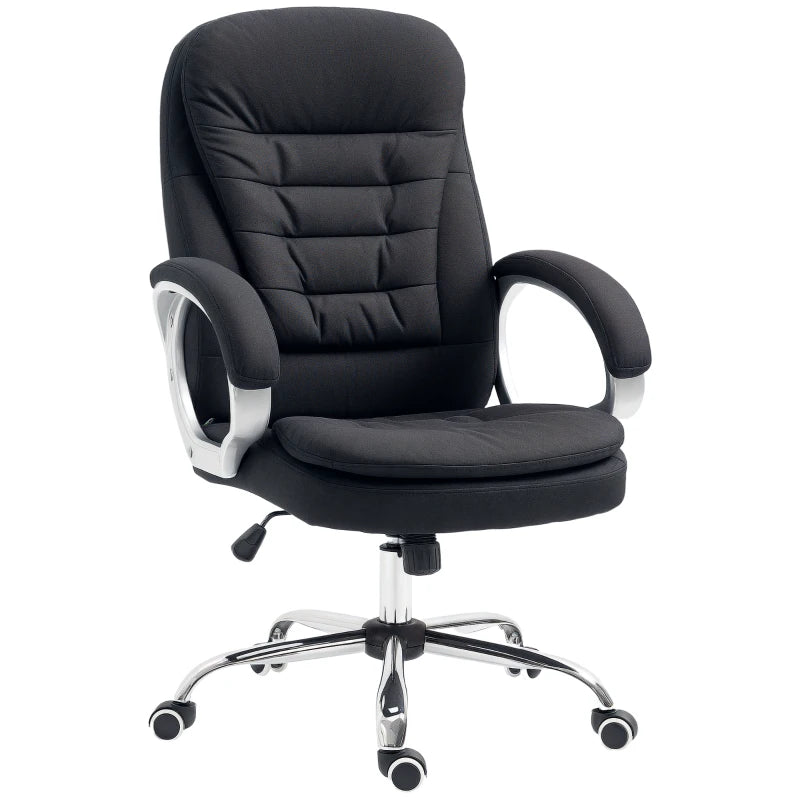 Ergonomic Executive Office Chair - Height Adjustable, Comfortable Fabric Desk Chair for Home Office - Stylish Black Design