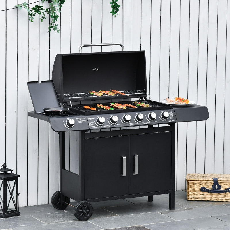 7-Burner Gas Grill with Thermometer & Storage, Black