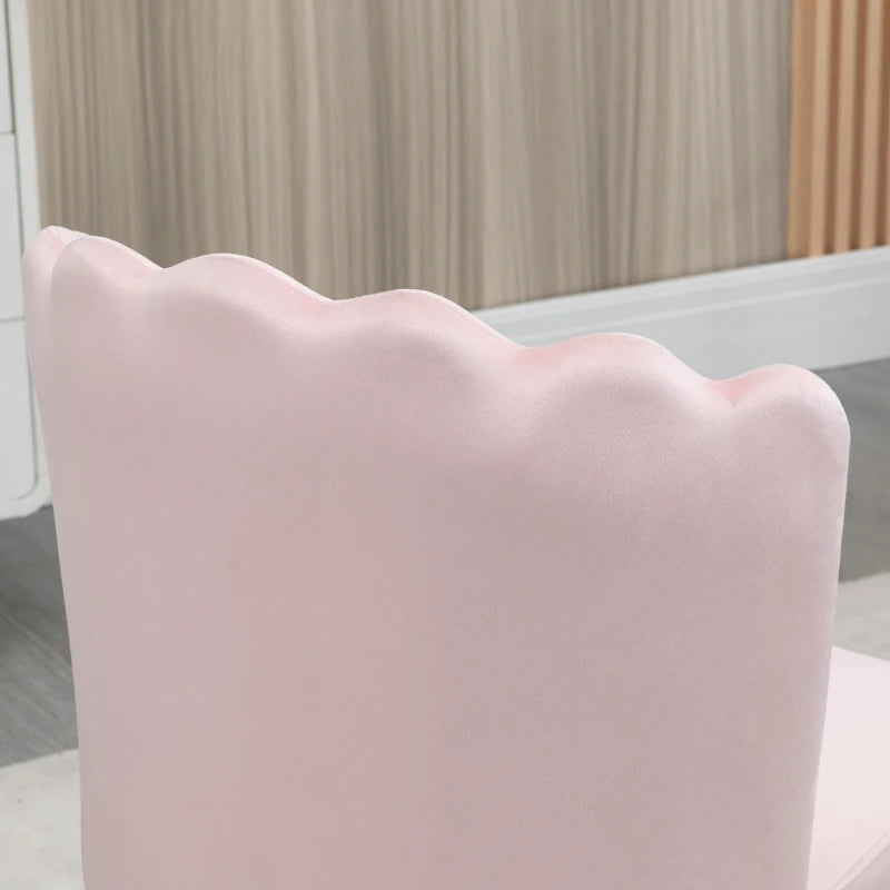 Set of 2 Velvet Upholstered Dining Chairs with Gold Metal Legs, Stylish Lounge Chairs for Living Room, Pink
