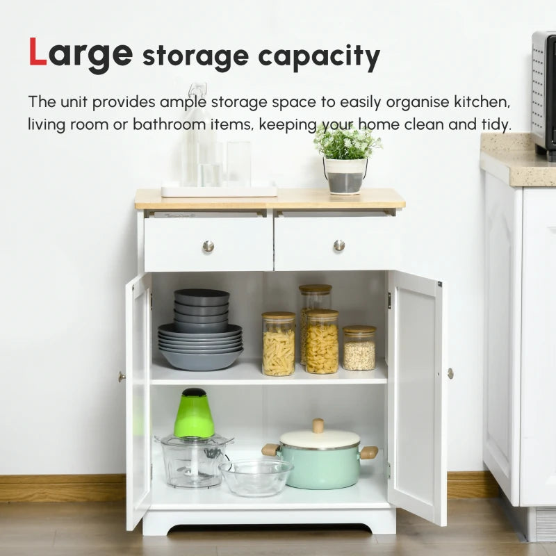 Multi-Use Kitchen Floor Cabinet with Solid Wood Top, Adjustable Shelf & Drawer - Ideal Sideboard for Dining Room & Hallway