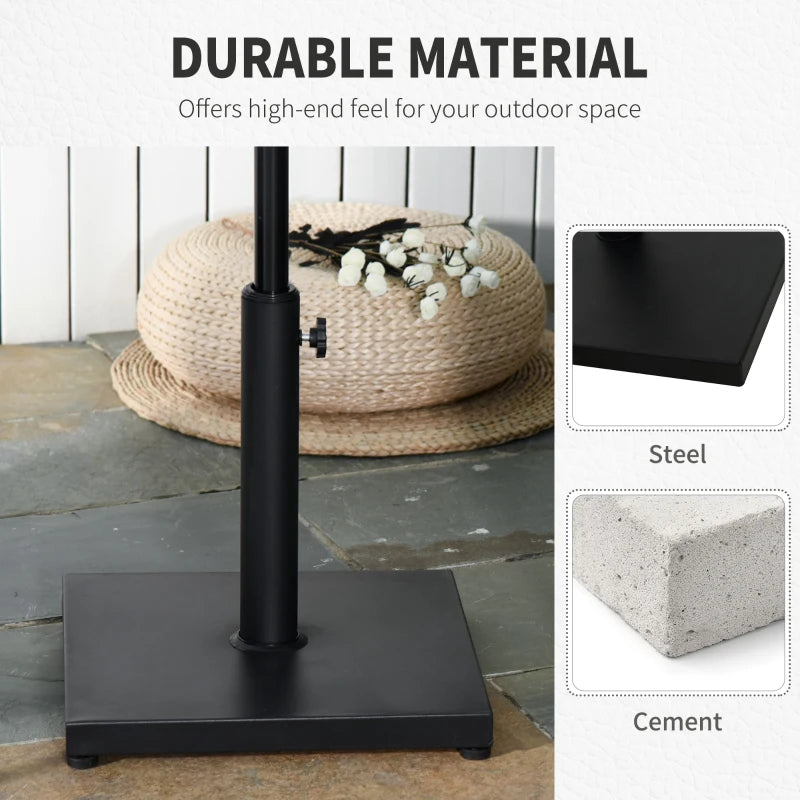 Black Square Cement Parasol Base - 11kg Umbrella Stand for Patio & Garden