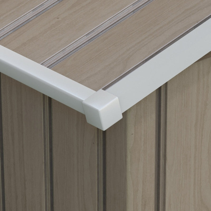 7ft x 4ft Light Brown Metal Storage Shed With Lockable Double Doors & Floor Foundation Kit