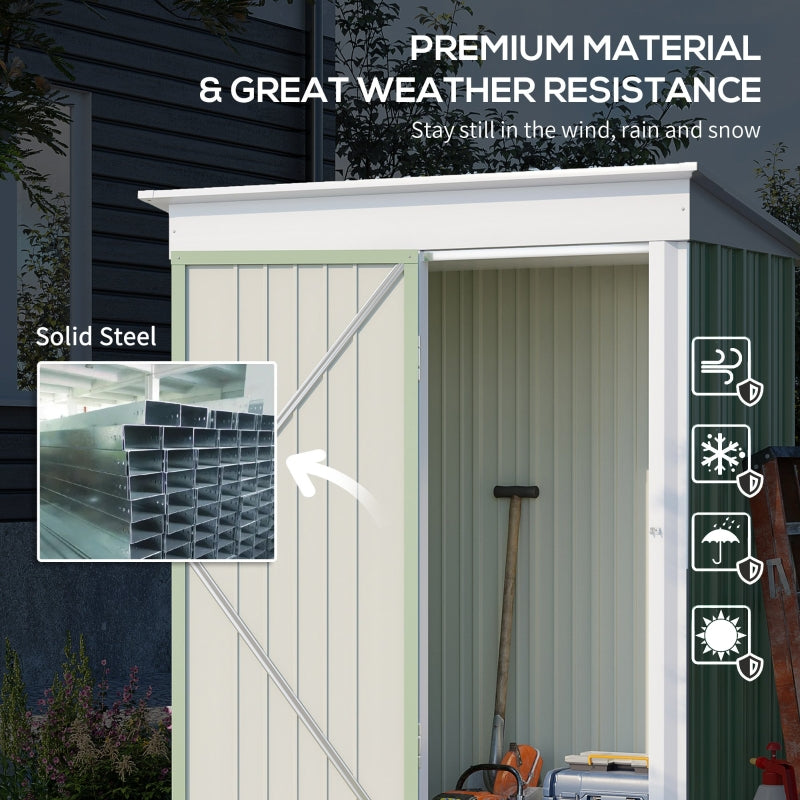 3ft x 5ft Light Green Lean-To Metal Shed