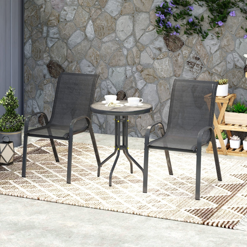 Three-Piece Black Outdoor Garden Furniture Set - Perfect for Patio and Balcony