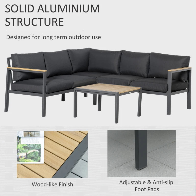 5-Seater Garden Sofa With Aluminium Frame - Grey