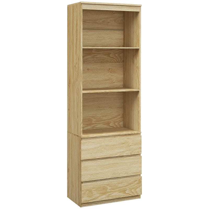 180cm Tall Wood Effect Bookcase with Shelves and Drawers - Stylish Storage Solution for Home or Office
